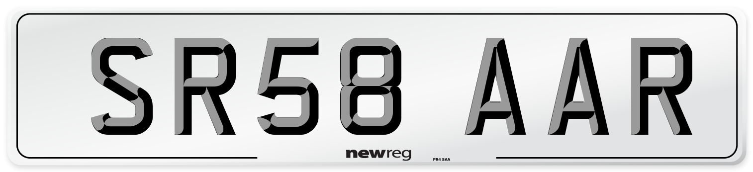 SR58 AAR Number Plate from New Reg